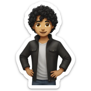 Slavic Boy with curly Black Hair with Entlebucher zennenhund sticker