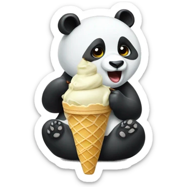 Panda eating ice cream sticker