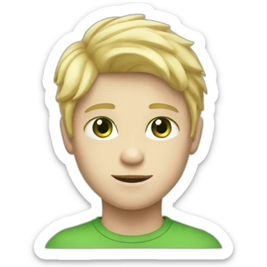 A boy with white skin, blond hair, green eyes sticker