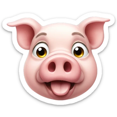 A pig inhaling with all his might sticker