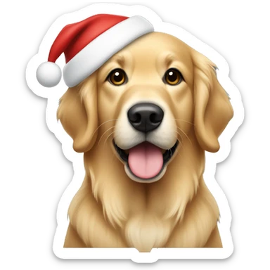 Golden retriever in a santa hat  sticker