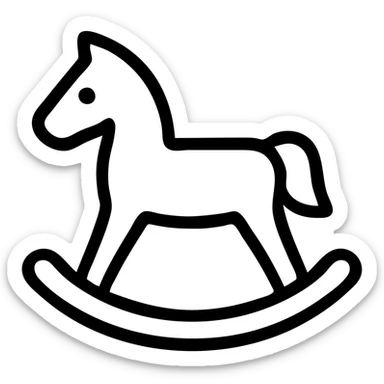 rocking horse, simple icon style, minimal details, clear silhouette, suitable for app icon sticker