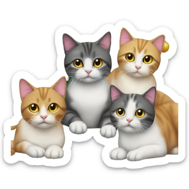 Four cats sitting under a Christmas tree  sticker