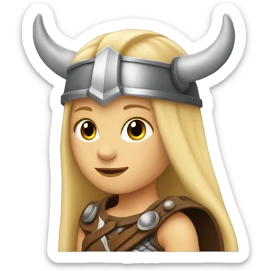 Girl Viking blonde hair helmet with horns sticker