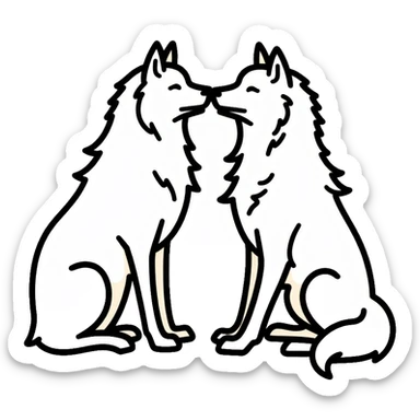couple of white wolves in love sticker