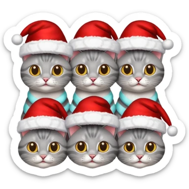 grey cats with Christmas hats sticker