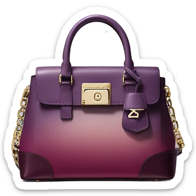 Realistic isolated plum purple to wine color ombre michael kors satchel purse without a strap.  sticker