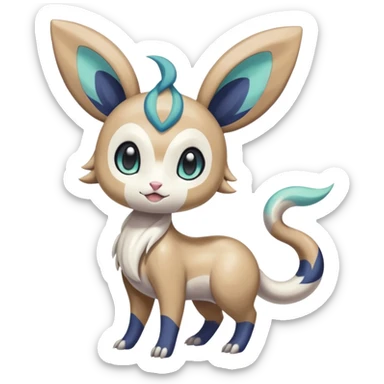 Colorful Skilled Adept Graceful Asian Painted Meloetta-Minccino-Absol-Emolga-Pachirisu-fusion-hybrid-creature (full body) sticker