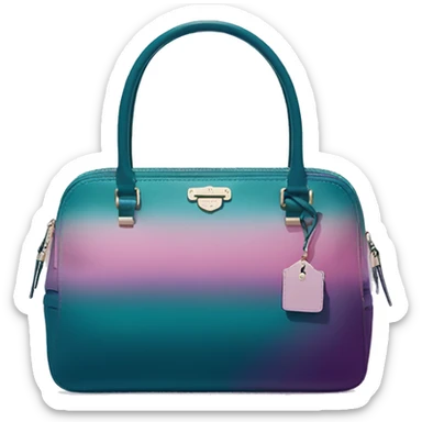 Realistic isolated dark teal,pink and purple ombre Kate Spade handbag. sticker