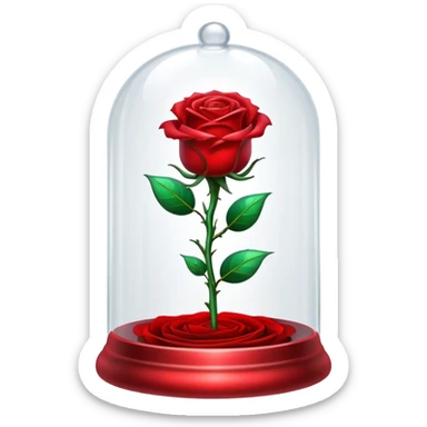 The glittering enchanted rose from “Beauty and the Beast” in its glass bell  sticker