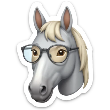 grey horse head with glasses sticker