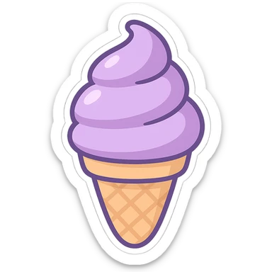 purple ice cream cone, chibi style sticker sticker