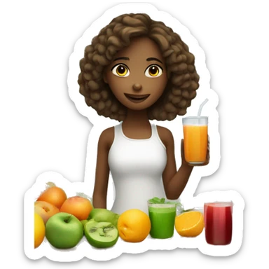 Girl with her juicing stand for healthy organic juices sticker