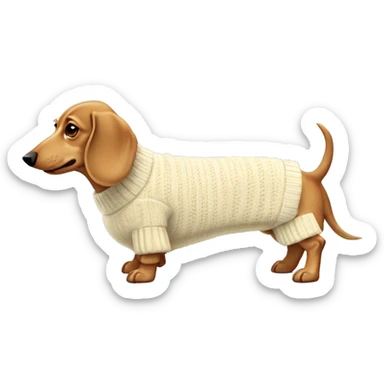 cream dachshund in sweater full body sticker