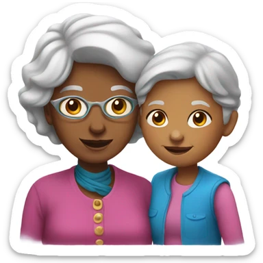 Grandmother with a girl sticker