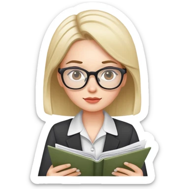 female office worker reviewing paperwork sticker