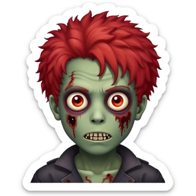 Boy zombie with kinky hair red sticker