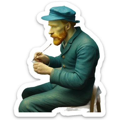 van gogh pintando un cuadro sticker