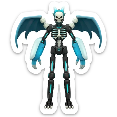 futuristic Skeleton-Cyborg-Manectric-Electrike-Salandit-Cubone-Umbreon-Marowak-Draco-Fakémon-hybrid-creature (full body), 4 legs sticker