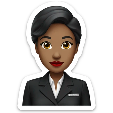 Black flight attendant uniform Asian red lips  sticker