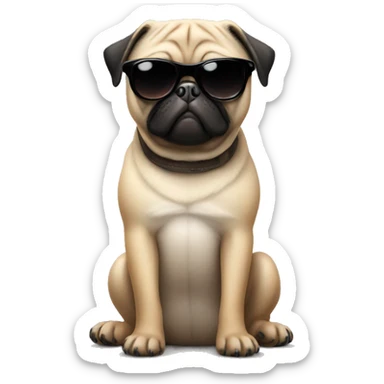 Pug with shades on and a 6 pack sticker