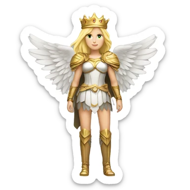 Blond Valkyrie full body with crown with wings sticker