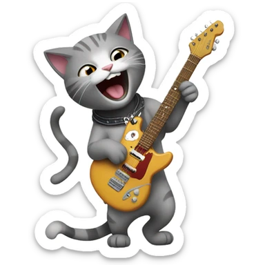 Cat rocking out to music sticker