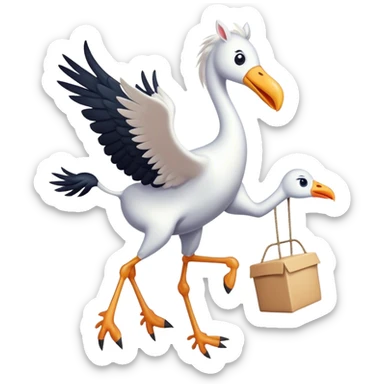 Cegonha trazendo bebe cavalo sticker