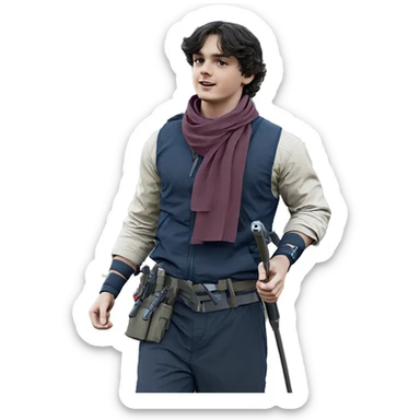 boys with weapons in nature sticker