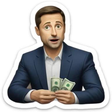 Zelensky asks for money sticker