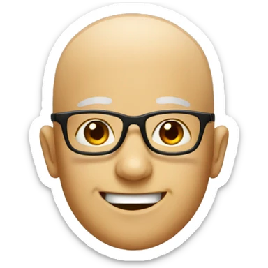 basic smile emoji without hair and with glasses sticker
