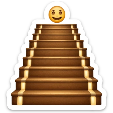 Shit emoji smiling with background: heaven stairs and light sticker