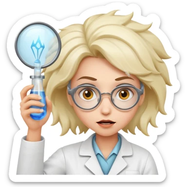 Crazy Girl mad scientist holding large blank sign sticker