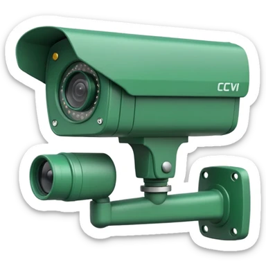 2d image of green cctv camera facing right  sticker