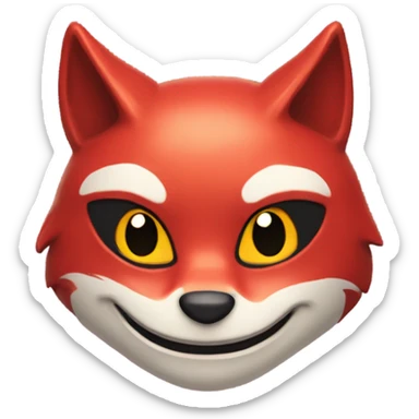red kitsune mask, happy sticker