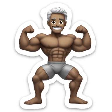muscular man made of silver flexing sticker