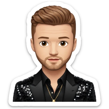 Justin Timberlake from 'N Sync with light brown k hair, black sequin outfit sticker