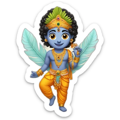 Krishna with feather sticker