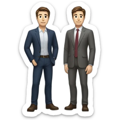2 business men with brown hair standing masculine next to each other sticker