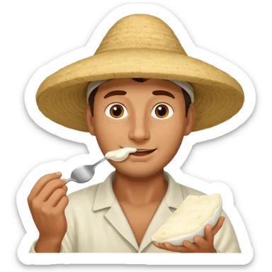 some guy eating 1kg of mozzarella, make it npalese sticker