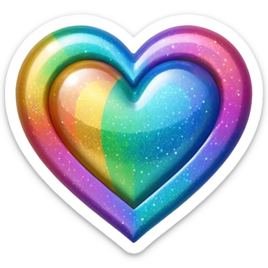 glitter heart with bold rainbow colors sticker