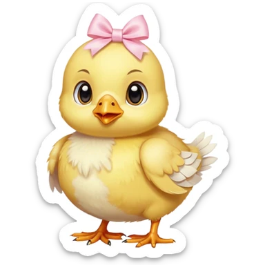 Baby chick with light pink bow around neck sticker