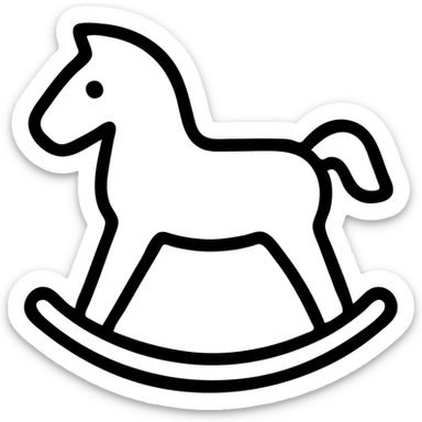 outlined rocking horse icon sticker