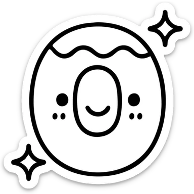 Cute kawaii number 0 shaped like a donut with blushing face, sparkles around it sticker