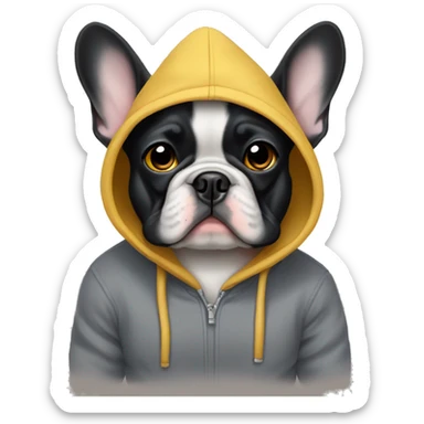 Frenchie wearing hoodie sticker