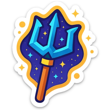space trident with glowing aura sticker