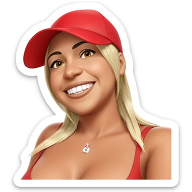 smiling girl in baseball cap sticker