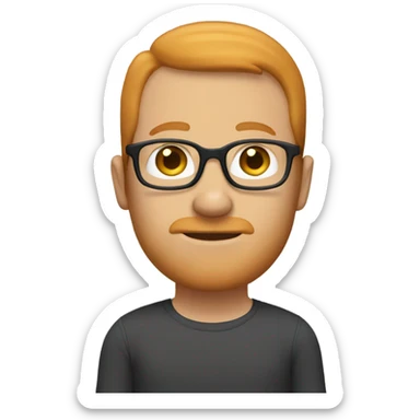 white man, balding ginger hair, ginger sideburns, glasses sticker