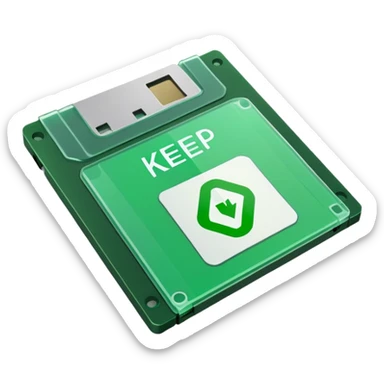 green floppy disk with the word "keep" written on it sticker