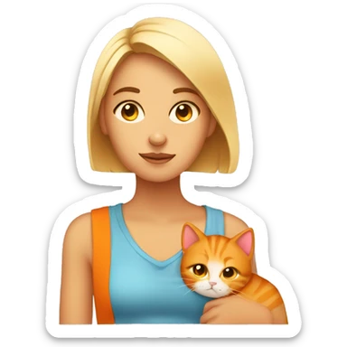 Tired girl that’s tan with orange kitten sticker